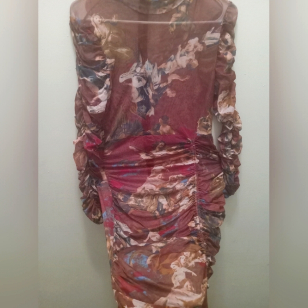 Angel print brown dress